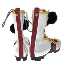 Pre Owned Gucci Metallic Silver/Gold Titan Gladiator Sneakers Size 38