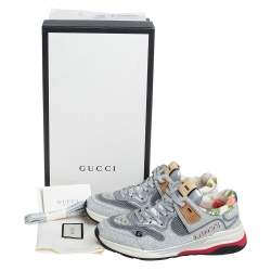 Gucci Silver/Grey Glitter And Mesh Ultrapace Low Top Sneakers Size 37.5