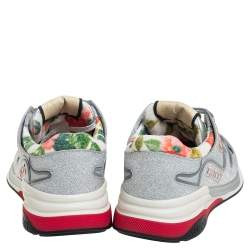 Gucci Silver/Grey Glitter And Mesh Ultrapace Low Top Sneakers Size 37.5
