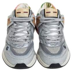 Gucci Silver/Grey Glitter And Mesh Ultrapace Low Top Sneakers Size 37.5