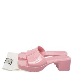 Pre Owned صندل سلايد غوتشي نعل سميك مطاط وردي مقاس 41