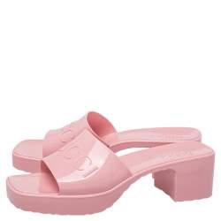 Pre Owned صندل سلايد غوتشي نعل سميك مطاط وردي مقاس 41