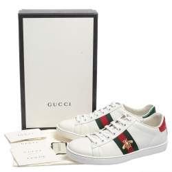 Pre Owned Gucci White Leather Ace Low Top Sneakers Size 37