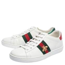Pre Owned Gucci White Leather Ace Low Top Sneakers Size 37