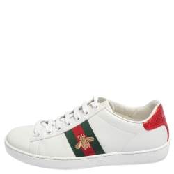 Pre Owned Gucci White Leather Ace Low Top Sneakers Size 37