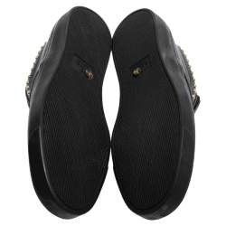 Pre Owned Gucci Black Guccissima Leather Slip On Sneakers Size 38.5