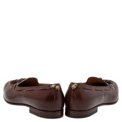 Pre Owned حذاء لوفرز غوتشي جلد بني بشراشيب مقاس 45