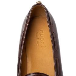 Pre Owned حذاء لوفرز غوتشي جلد بني بشراشيب مقاس 45