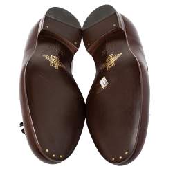 Pre Owned حذاء لوفرز غوتشي جلد بني بشراشيب مقاس 45