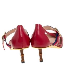 مملوكة مسبقًا حذاء كعب عالي غوتشي يونيا جلد أحمر ماري جان مقاس 38.5