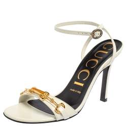 مملوكة مسبقًا Gucci White Leather Moorea Sandals Size 36.5