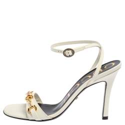 مملوكة مسبقًا Gucci White Leather Moorea Sandals Size 36.5
