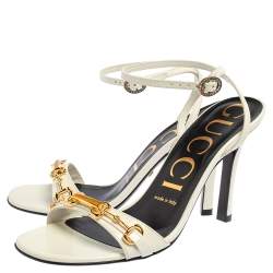 مملوكة مسبقًا Gucci White Leather Moorea Sandals Size 36.5
