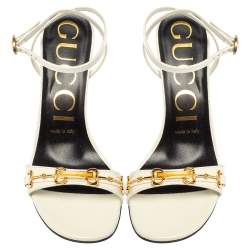 Gucci White Leather Moorea Sandals Size 36.5
