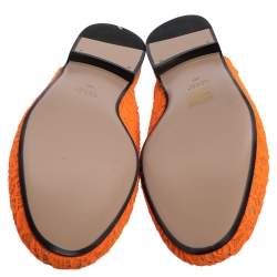 مملوكة مسبقًا Gucci Orange Lace And Leather Princetown Horsebit Mules Size 40