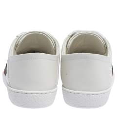 مملوكة مسبقًا Gucci White Leather And Canvas Ace Sneakers Size 36