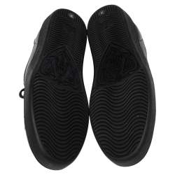 Pre Owned حذاء رياضي غوتشي أيس تفاصيل ويب حافة جلد تمساح وجلد أسود مقاس 39