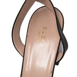 مملوكة مسبقًا Gucci Black Leather GG Marmont Block Heel Ankle Strap Platform Sandals Size 40