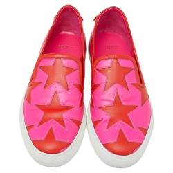 Pre Owned Givenchy Pink Leather Skate Star Print Slip On Sneakers Size 38