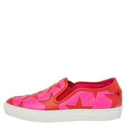 Pre Owned Givenchy Pink Leather Skate Star Print Slip On Sneakers Size 38