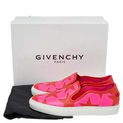 Pre Owned Givenchy Pink Leather Skate Star Print Slip On Sneakers Size 38