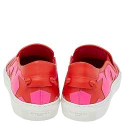 Pre Owned Givenchy Pink Leather Skate Star Print Slip On Sneakers Size 38