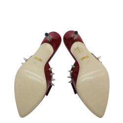 مملوكة مسبقًا Gucci Red Patent Leather Studded Heels Size 38.5 (UK 5.5)