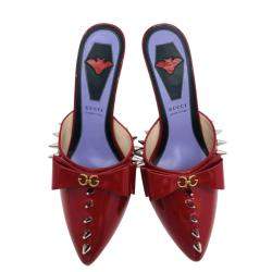 مملوكة مسبقًا Gucci Red Patent Leather Studded Heels Size 38.5 (UK 5.5)