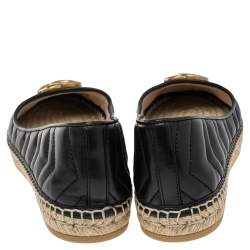 مملوكة مسبقًا Gucci Black Quilted Leather GG Marmont Espadrille Flats Size 39