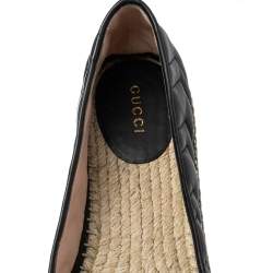 مملوكة مسبقًا Gucci Black Quilted Leather GG Marmont Espadrille Flats Size 39