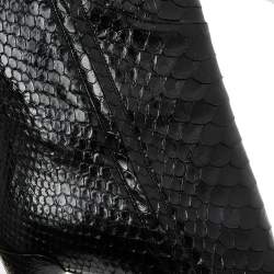 Pre Owned Gucci Black Python Leather Knee High Boots Size 39