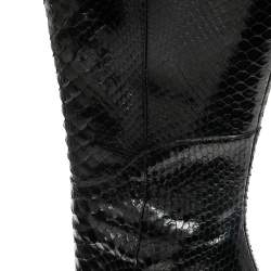 Gucci Black Python Leather Knee High Boots Size 39