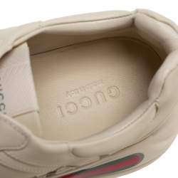 Pre Owned حذاء رياضي غوتشي ريتون غوتشي جلد بيج مزين بالشعار بعنق منخفض مقاس 41