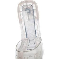 Pre Owned صندل سلايد غ وتشي مطاط شفاف مزين شعار الماركة مقاس 38