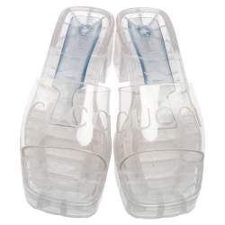 Pre Owned صندل سلايد غوتشي مطاط شفاف مزين شعار الماركة مقاس 38