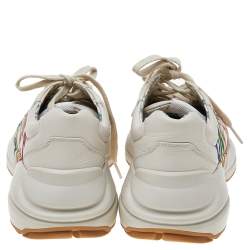 مملوكة مسبقًا حذاء رياضي غوتشي غليتر ريتون جلد كريمي مقاس 38.5