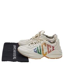 مملوكة مسبقًا حذاء رياضي غوتشي غليتر ريتون جلد كريمي مقاس 38.5
