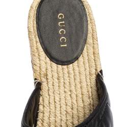 مملوكة مسبقًا حذاء مولز إسبادريل غوتشي مارمونت نعل سميك مزين جي جي جلد أسود مقاس 38.5