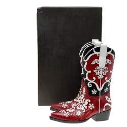 Pre Owned Gucci Multicolor Cutout Python Leather Cowboy Boots Size 41