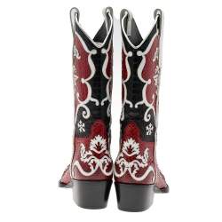 Pre Owned Gucci Multicolor Cutout Python Leather Cowboy Boots Size 41