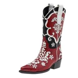 Gucci Multicolor Cutout Python Leather Cowboy Boots Size 41 Gucci