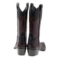 Pre Owned Gucci Brown/Black Python Leather Cowboy Boots Size 42