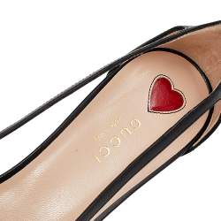 Pre Owned Gucci Black Leather Cherry Unia Pumps Size 39.5