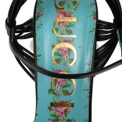 Pre Owned Gucci Black Leather Pearl & Stud Embellished Platform Sandals Size 39