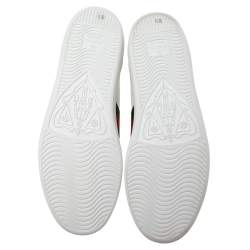 Pre Owned حذاء رياضي غوتشي جلد أبيض أيس مزخرف نحل عنق منخفض مقاس 36.5