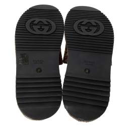 مملوكة مسبقًا صندل سلايد غوتشي نعل سميك كانفاس GG بيج/ عنابي مقاس 39