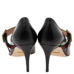 Pre Owned حذاء كعب عالي غوتشي سيلفي ماري جين جلد أسود مقاس 36