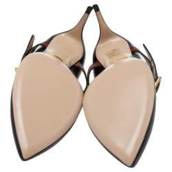 Pre Owned حذاء كعب عالي غوتشي سيلفي ماري جين جلد أسود مقاس 36