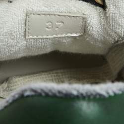 Pre Owned Gucci Grey  Nubuck And Leather Crystal Embellished Lace Up Sneakers Size 37