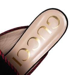 مملوكة مسبقًا Gucci Black Suede Sylvie Bow Crystal Embellished Heel Slip-On Mules Size 38